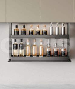 Giá gia vị nâng hạ điện, rổ nhôm, đáy dạng kín