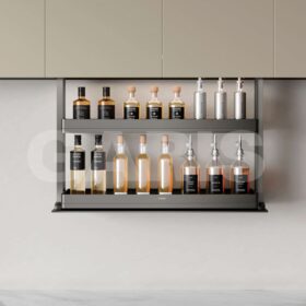 Giá gia vị nâng hạ điện, rổ nhôm, đáy dạng kín